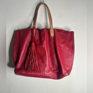 Ala Pilar Red Leather tote